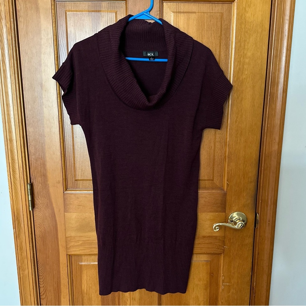 Burgundy Cowl Neck Sweater Dress